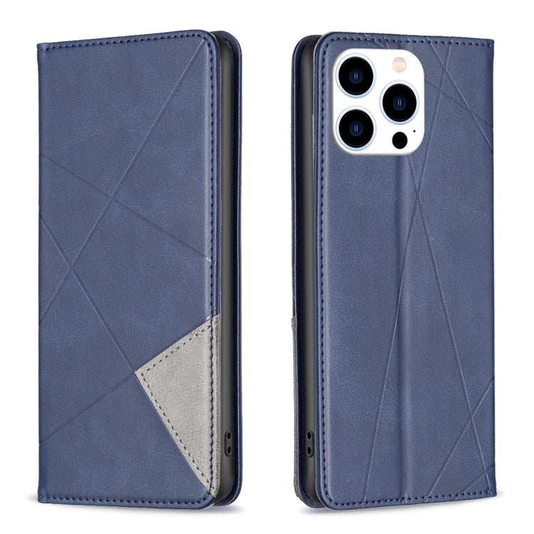 For iPhone 16 Pro Rhombus Texture Magnetic Leather Phone Case(Blue) - iPhone 16 Pro Cases by PMC Jewellery | Online Shopping South Africa | PMC Jewellery | Buy Now Pay Later Mobicred