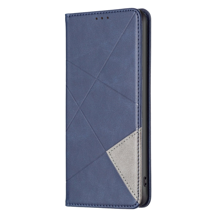 For iPhone 16 Rhombus Texture Magnetic Leather Phone Case(Blue) - iPhone 16 Cases by PMC TechLife | Online Shopping South Africa | PMC TechLife | Buy Now Pay Later Mobicred