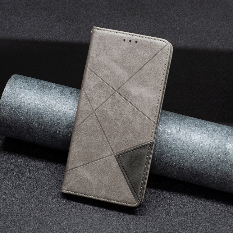 For iPhone 16 Plus Rhombus Texture Magnetic Leather Phone Case(Grey) - iPhone 16 Plus Cases by PMC TechLife | Online Shopping South Africa | PMC TechLife | Buy Now Pay Later Mobicred