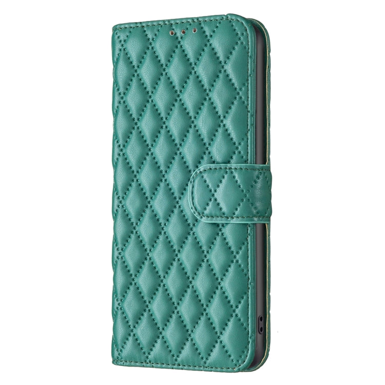 For iPhone 16 Diamond Lattice Wallet Flip Leather Phone Case(Green) - iPhone 16 Cases by PMC TechLife | Online Shopping South Africa | PMC TechLife | Buy Now Pay Later Mobicred