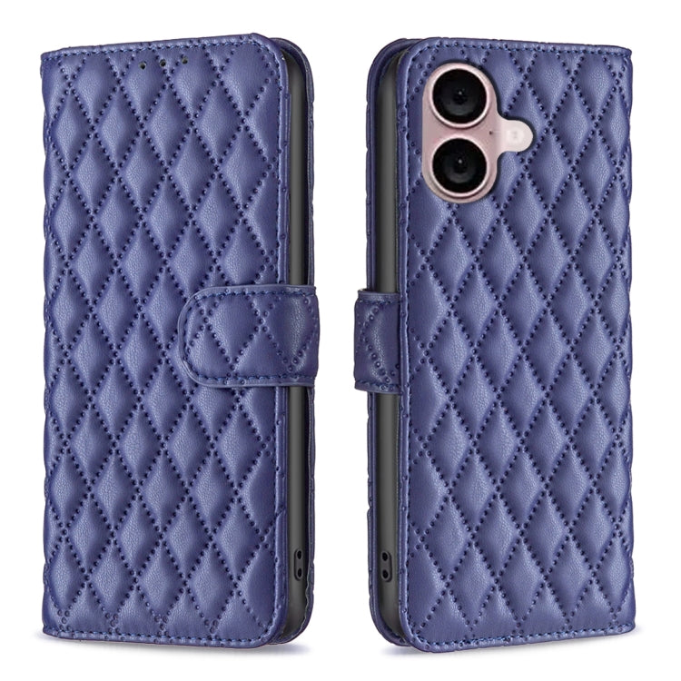 For iPhone 16 Plus Diamond Lattice Wallet Flip Leather Phone Case(Blue) - iPhone 16 Plus Cases by PMC TechLife | Online Shopping South Africa | PMC TechLife | Buy Now Pay Later Mobicred