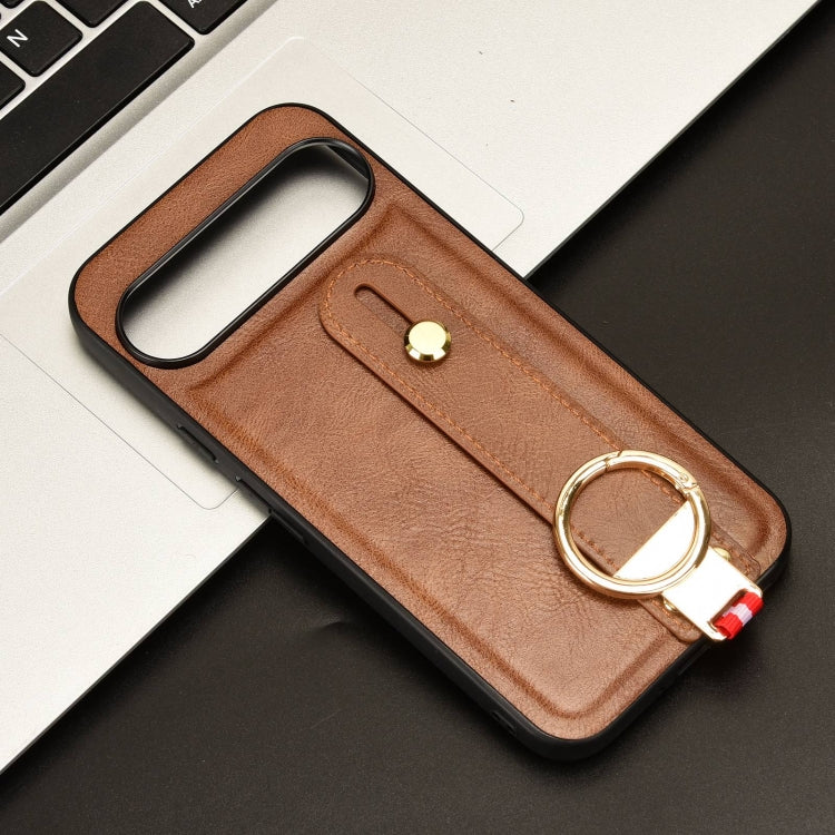 For Google Pixel 9 Wristband Leather Back Phone Case(Brown) - Google Cases by PMC Jewellery | Online Shopping South Africa | PMC Jewellery | Buy Now Pay Later Mobicred