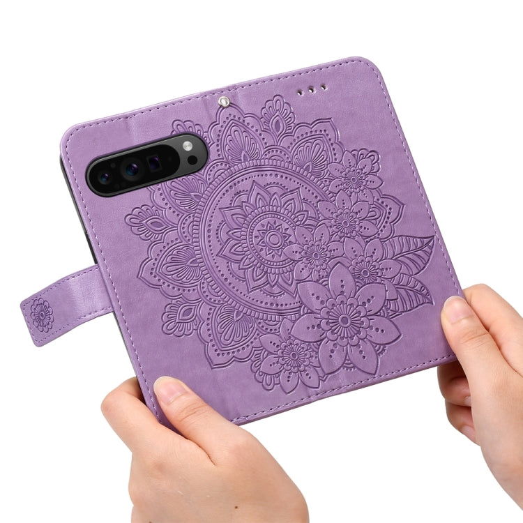 For Google Pixel 9 Pro 7-petal Flowers Embossing Leather Phone Case(Light Purple) - Google Cases by PMC Jewellery | Online Shopping South Africa | PMC Jewellery | Buy Now Pay Later Mobicred