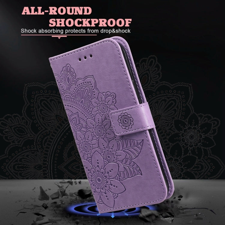 For Google Pixel 9 Pro 7-petal Flowers Embossing Leather Phone Case(Light Purple) - Google Cases by PMC Jewellery | Online Shopping South Africa | PMC Jewellery | Buy Now Pay Later Mobicred