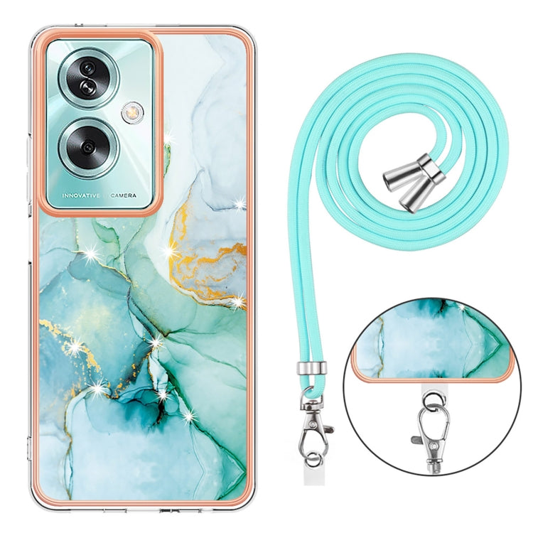 For OPPO A79 5G Global Electroplating Marble Dual-side IMD Phone Case with Lanyard(Green 003) - OPPO Cases by PMC Jewellery | Online Shopping South Africa | PMC Jewellery | Buy Now Pay Later Mobicred