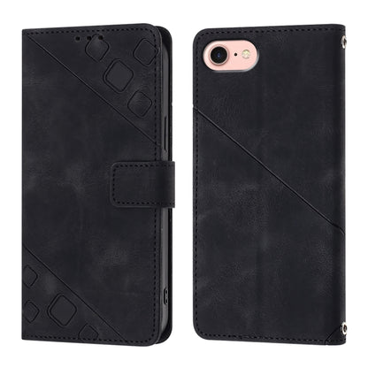 For iPhone SE 2024 Skin-feel Embossed Leather Phone Case(Black) - More iPhone Cases by PMC Jewellery | Online Shopping South Africa | PMC Jewellery | Buy Now Pay Later Mobicred