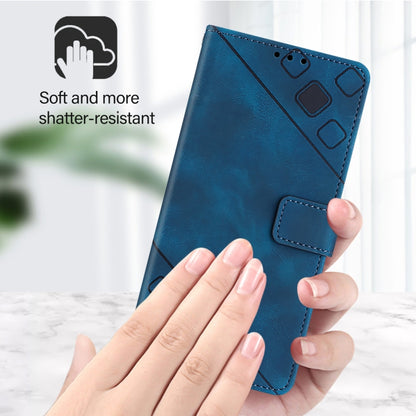 For iPhone 16 Pro Skin-feel Embossed Leather Phone Case(Blue) - iPhone 16 Pro Cases by PMC Jewellery | Online Shopping South Africa | PMC Jewellery | Buy Now Pay Later Mobicred