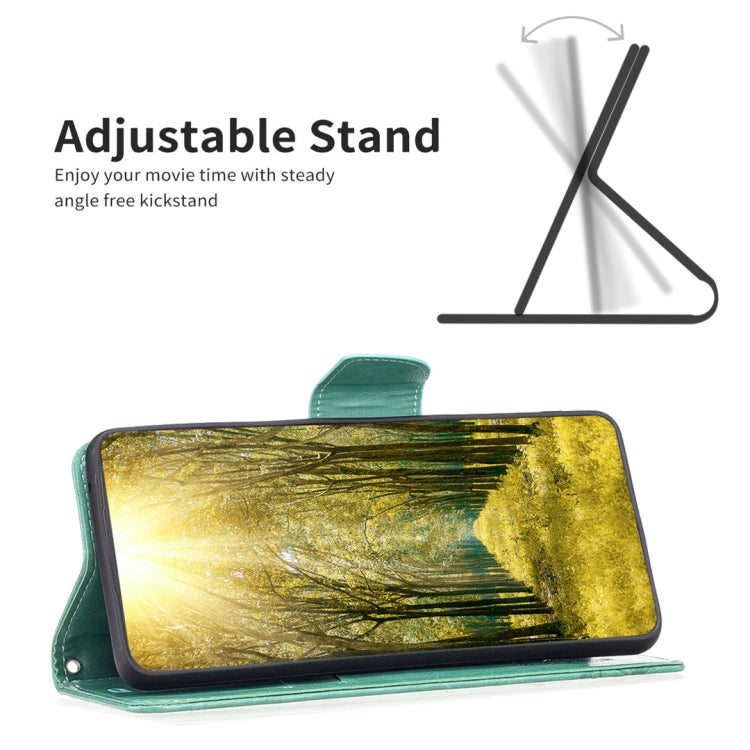 For iPhone 16 Embossing Two Butterflies Pattern Leather Phone Case(Green) - iPhone 16 Cases by PMC TechLife | Online Shopping South Africa | PMC TechLife | Buy Now Pay Later Mobicred
