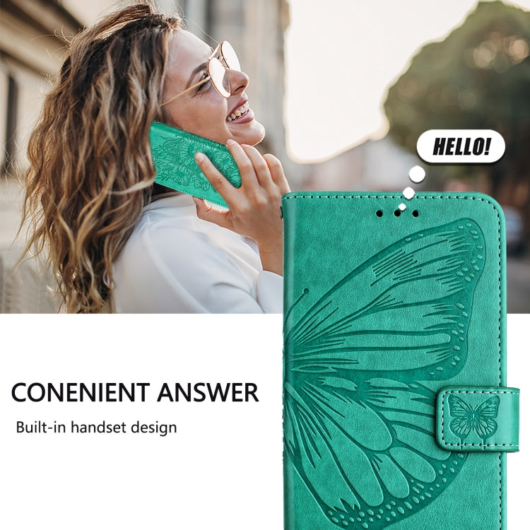 For iPhone 16 Plus Embossed Butterfly Leather Phone Case(Green) - iPhone 16 Plus Cases by PMC Jewellery | Online Shopping South Africa | PMC Jewellery | Buy Now Pay Later Mobicred