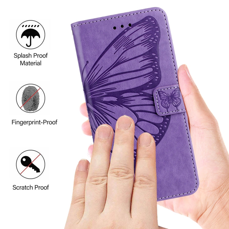 For iPhone 16 Plus Embossed Butterfly Leather Phone Case(Light Purple) - iPhone 16 Plus Cases by PMC TechLife | Online Shopping South Africa | PMC TechLife | Buy Now Pay Later Mobicred