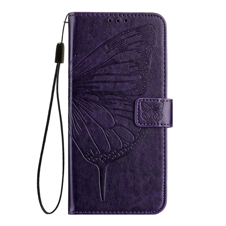 For iPhone 16 Embossed Butterfly Leather Phone Case(Dark Purple) - iPhone 16 Cases by PMC TechLife | Online Shopping South Africa | PMC TechLife | Buy Now Pay Later Mobicred