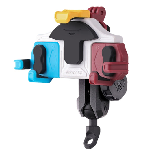 MOTOSLG Crab Motorcycle Phone Clamp Bracket L-Type Rear Mirror Mount with Anti-theft Lock(Blue White Red) - Holder by MOTOLSG | Online Shopping South Africa | PMC Jewellery | Buy Now Pay Later Mobicred