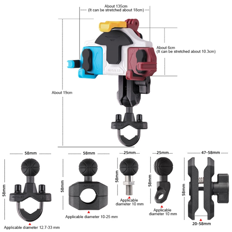 MOTOSLG Crab Motorcycle Phone Clamp Bracket L-Type Rear Mirror Mount(Yellow Blue White) - Holder by MOTOLSG | Online Shopping South Africa | PMC Jewellery | Buy Now Pay Later Mobicred