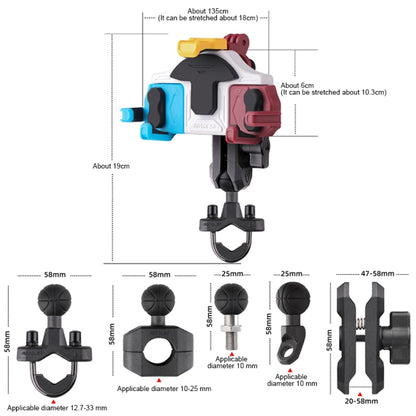 MOTOSLG Crab Motorcycle Phone Clamp Bracket U-Type Headbar Mount(Blue White Red) - Holder by MOTOLSG | Online Shopping South Africa | PMC Jewellery | Buy Now Pay Later Mobicred
