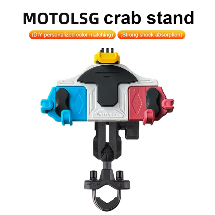 MOTOSLG Crab Motorcycle Phone Clamp Bracket O-Type Rear Mirror Mount(Blue White Red) - Holder by MOTOLSG | Online Shopping South Africa | PMC Jewellery | Buy Now Pay Later Mobicred