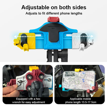 MOTOSLG Crab Motorcycle Phone Clamp Bracket U-Type Headbar Mount(Yellow Blue White) - Holder by MOTOLSG | Online Shopping South Africa | PMC Jewellery | Buy Now Pay Later Mobicred