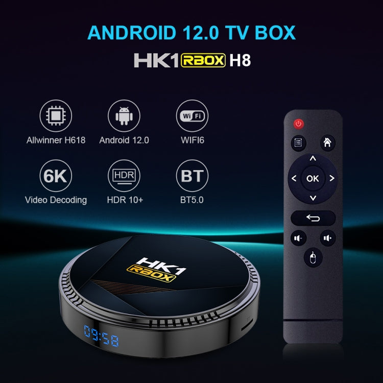 HK1RBOX H8-H618 Android 12.0 Allwinner H618 Quad Core Smart TV Box, Memory:2GB+16GB(AU Plug) - Allwinner H6 by PMC Jewellery | Online Shopping South Africa | PMC Jewellery | Buy Now Pay Later Mobicred