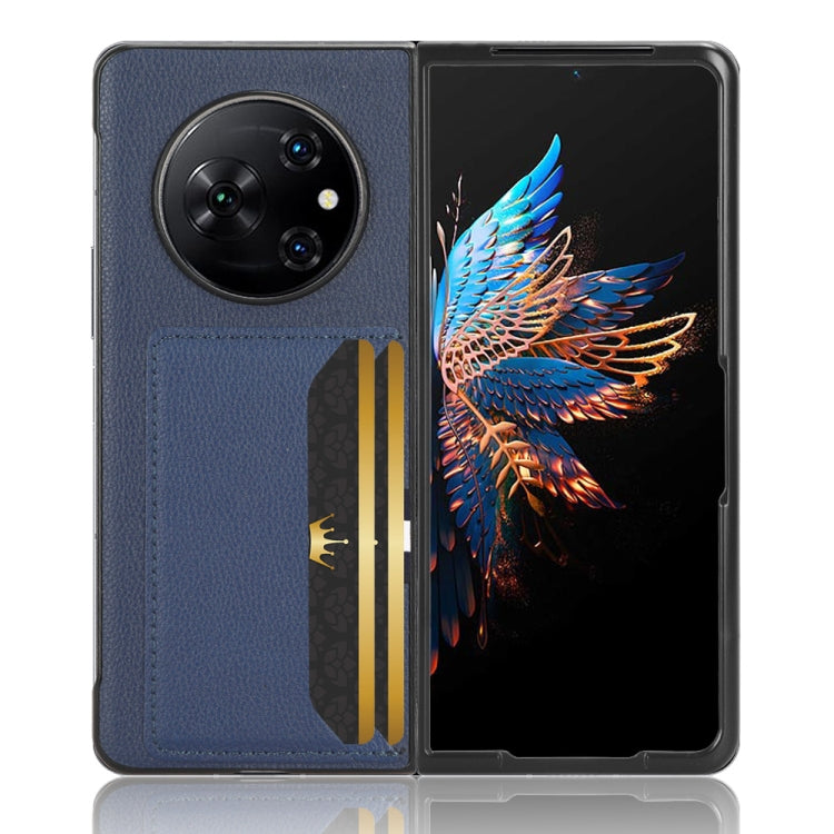 For Tecno Phantom V Fold Litchi Texture Card Slots Back Cover Phone Case(Blue) - Tecno Cases by PMC TechLife | Online Shopping South Africa | PMC TechLife | Buy Now Pay Later Mobicred