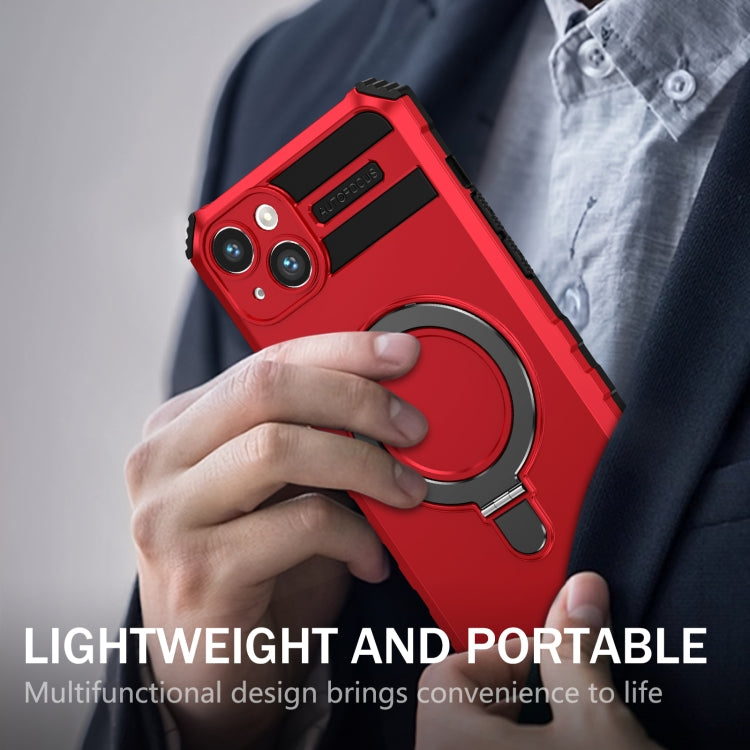 For iPhone 15 Plus MagSafe Magnetic Holder Phone Case(Red) - iPhone 15 Plus Cases by PMC TechLife | Online Shopping South Africa | PMC TechLife
