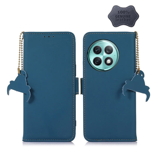 For OnePlus Ace 2 Pro Genuine Leather Magnetic RFID Leather Phone Case(Blue) - OnePlus Cases by PMC Jewellery | Online Shopping South Africa | PMC Jewellery | Buy Now Pay Later Mobicred