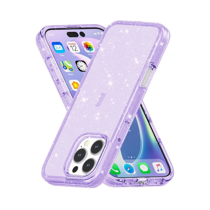 For iPhone 16 Pro Shockproof Terminator Glitter Powder Phone Case(Purple) - iPhone 16 Pro Cases by PMC Jewellery | Online Shopping South Africa | PMC Jewellery | Buy Now Pay Later Mobicred