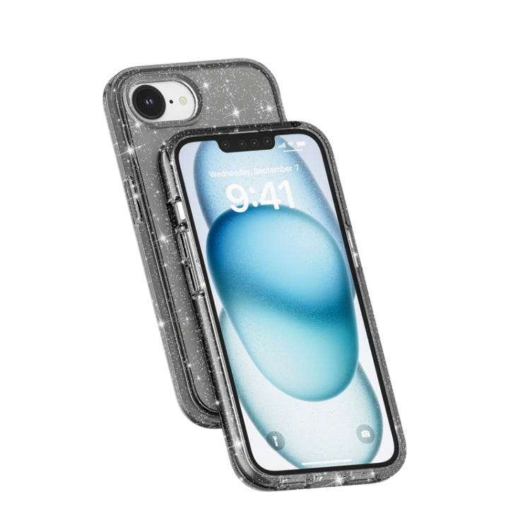 For iPhone 16e Shockproof Terminator Glitter Powder Phone Case(Black) - iPhone 16e Cases by PMC TechLife | Online Shopping South Africa | PMC TechLife | Buy Now Pay Later Mobicred