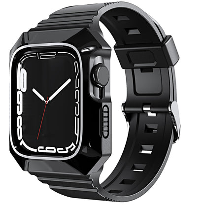 For Apple Watch Ultra 2 49mm PC Rugged Case Integrated TPU Watch Band(Black) - Watch Bands by PMC Jewellery | Online Shopping South Africa | PMC Jewellery | Buy Now Pay Later Mobicred