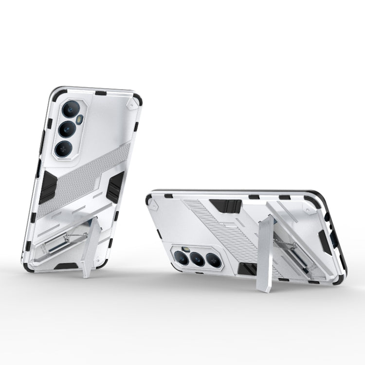 For Realme C65 4G Global Punk Armor 2 in 1 PC + TPU Phone Case with Holder(White) - Realme Cases by PMC Jewellery | Online Shopping South Africa | PMC Jewellery | Buy Now Pay Later Mobicred