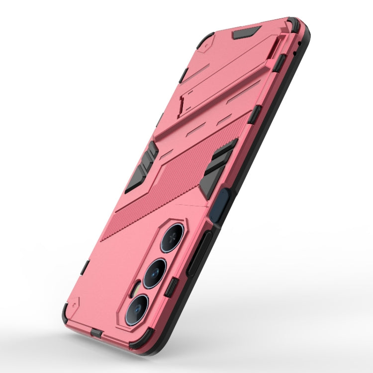 For Realme C65 4G Global Punk Armor 2 in 1 PC + TPU Phone Case with Holder(Light Red) - Realme Cases by PMC TechLife | Online Shopping South Africa | PMC TechLife | Buy Now Pay Later Mobicred