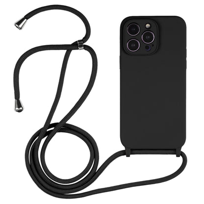 For iPhone 15 Pro Crossbody Lanyard Liquid Silicone Case(Black) - iPhone 15 Pro Cases by PMC Jewellery | Online Shopping South Africa | PMC Jewellery