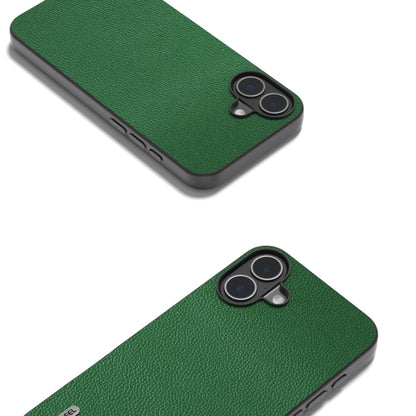 For iPhone 16 ABEEL Black Edge Genuine Leather Mino Phone Case(Green) - iPhone 16 Cases by PMC Jewellery | Online Shopping South Africa | PMC Jewellery | Buy Now Pay Later Mobicred