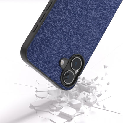 For iPhone 16 Plus ABEEL Black Edge Genuine Leather Mino Phone Case(Royal Blue) - iPhone 16 Plus Cases by PMC Jewellery | Online Shopping South Africa | PMC Jewellery | Buy Now Pay Later Mobicred