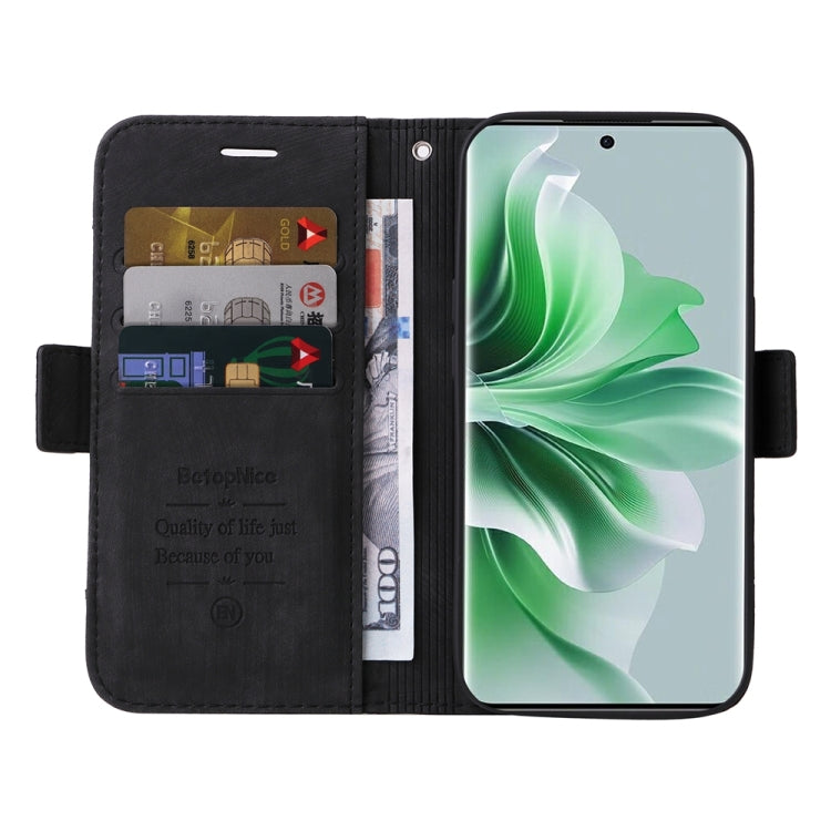 For OPPO Reno11 Pro 5G Global BETOPNICE Dual-side Buckle Leather Phone Case(Black) - Reno11 Pro Cases by BETOPNICE | Online Shopping South Africa | PMC Jewellery | Buy Now Pay Later Mobicred