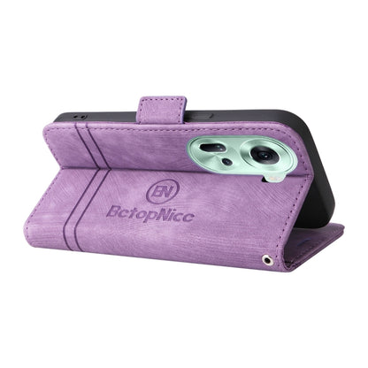 For OPPO Reno11 5G Global BETOPNICE Dual-side Buckle Leather Phone Case(Purple) - Reno11 Cases by BETOPNICE | Online Shopping South Africa | PMC Jewellery | Buy Now Pay Later Mobicred