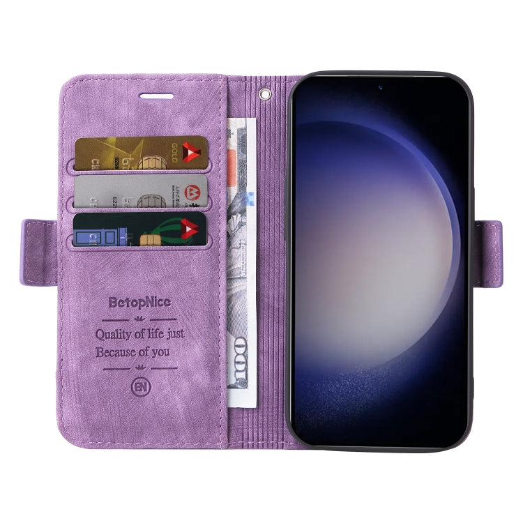 For Samsung Galaxy S24+ BETOPNICE Dual-side Buckle Leather Phone Case(Purple) - Galaxy Phone Cases by BETOPNICE | Online Shopping South Africa | PMC Jewellery | Buy Now Pay Later Mobicred