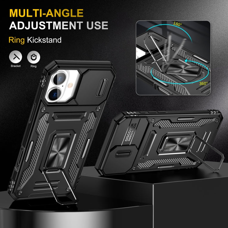 For iPhone 16 Plus Armor PC + TPU Camera Shield Phone Case(Black) - iPhone 16 Plus Cases by PMC TechLife | Online Shopping South Africa | PMC TechLife | Buy Now Pay Later Mobicred