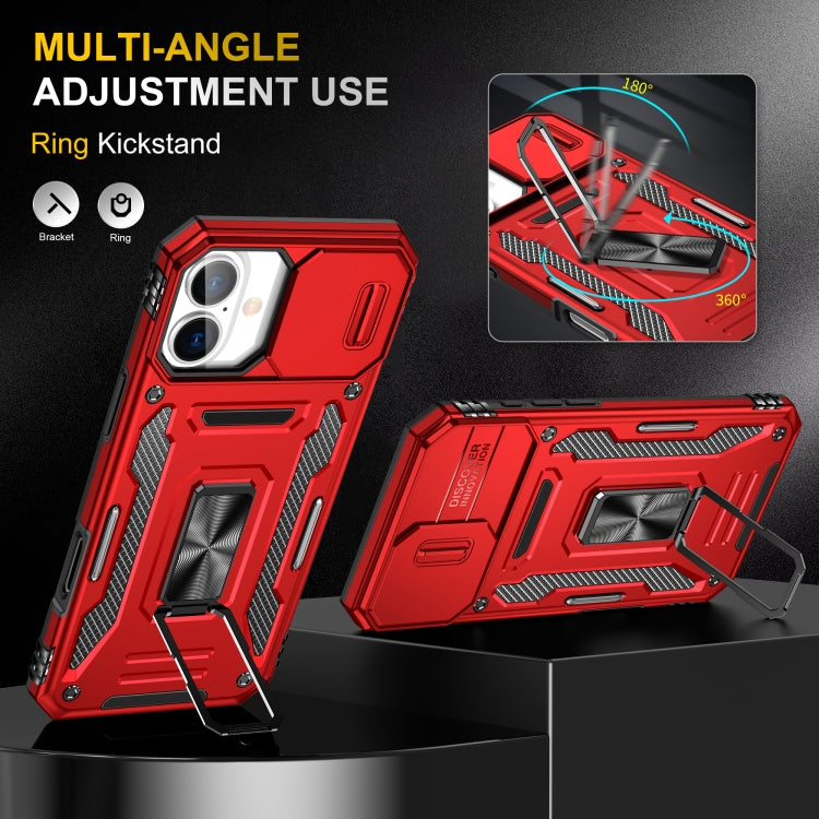 For iPhone 16 Armor PC + TPU Camera Shield Phone Case(Red) - iPhone 16 Cases by PMC Jewellery | Online Shopping South Africa | PMC Jewellery | Buy Now Pay Later Mobicred