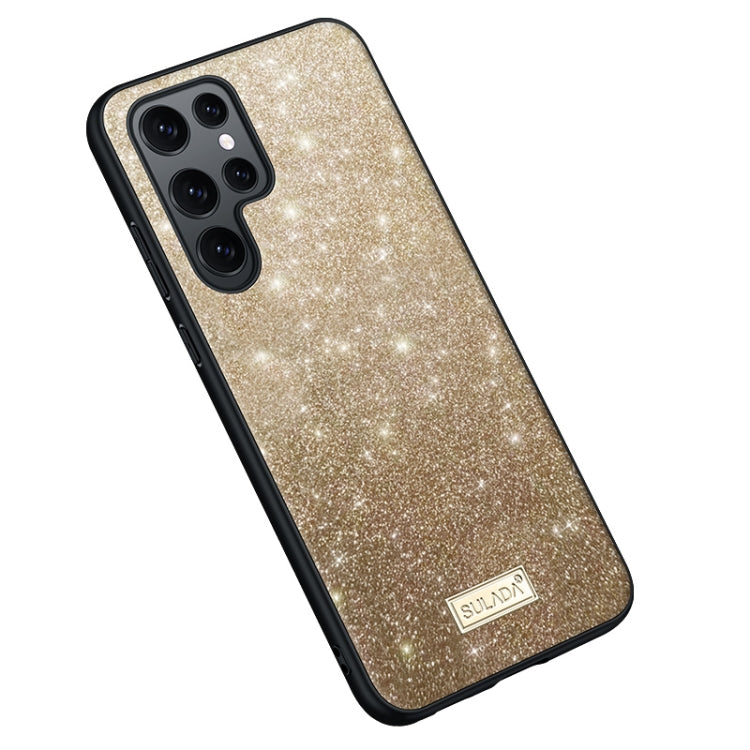 For Samsung Galaxy S25 Ultra 5G SULADA Glittery TPU Hybrid Handmade Leather Phone Case(Gold) - Galaxy S25 Ultra 5G Cases by SULADA | Online Shopping South Africa | PMC Jewellery | Buy Now Pay Later Mobicred