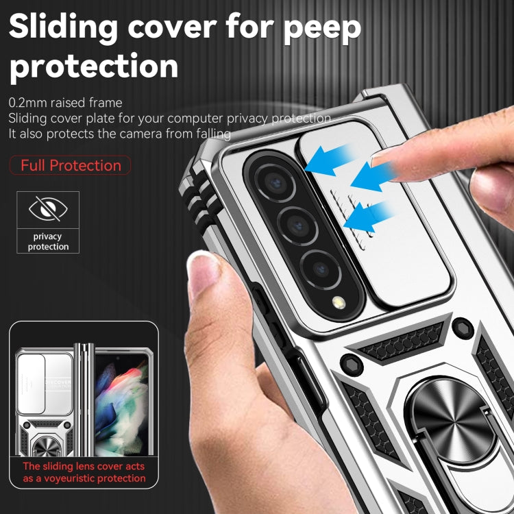 For Samsung Galaxy Z Fold4 Sliding Camshield Holder Phone Case(Silver) - Galaxy Z Fold4 5G Cases by PMC Jewellery | Online Shopping South Africa | PMC Jewellery