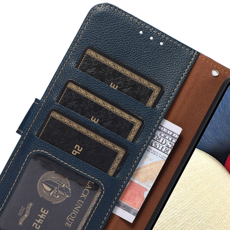 For iPhone 16 KHAZNEH Litchi Texture Leather RFID Phone Case(Blue) - iPhone 16 Cases by PMC TechLife | Online Shopping South Africa | PMC TechLife | Buy Now Pay Later Mobicred