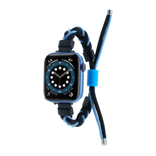 Silicone Bean Braided Cord Nylon Watch Band For Apple Watch Ultra 49mm(Black Blue) - Watch Bands by PMC Jewellery | Online Shopping South Africa | PMC Jewellery | Buy Now Pay Later Mobicred