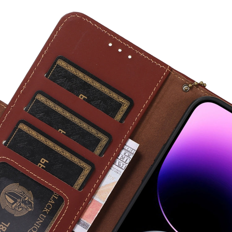 For Huawei Mate 60 Genuine Leather Magnetic RFID Leather Phone Case(Coffee) - Huawei Cases by PMC TechLife | Online Shopping South Africa | PMC TechLife | Buy Now Pay Later Mobicred