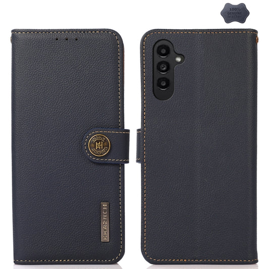 For Samsung Galaxy S24 KHAZNEH Custer Genuine Leather RFID Phone Case(Blue) - Galaxy Phone Cases by PMC Jewellery | Online Shopping South Africa | PMC Jewellery | Buy Now Pay Later Mobicred