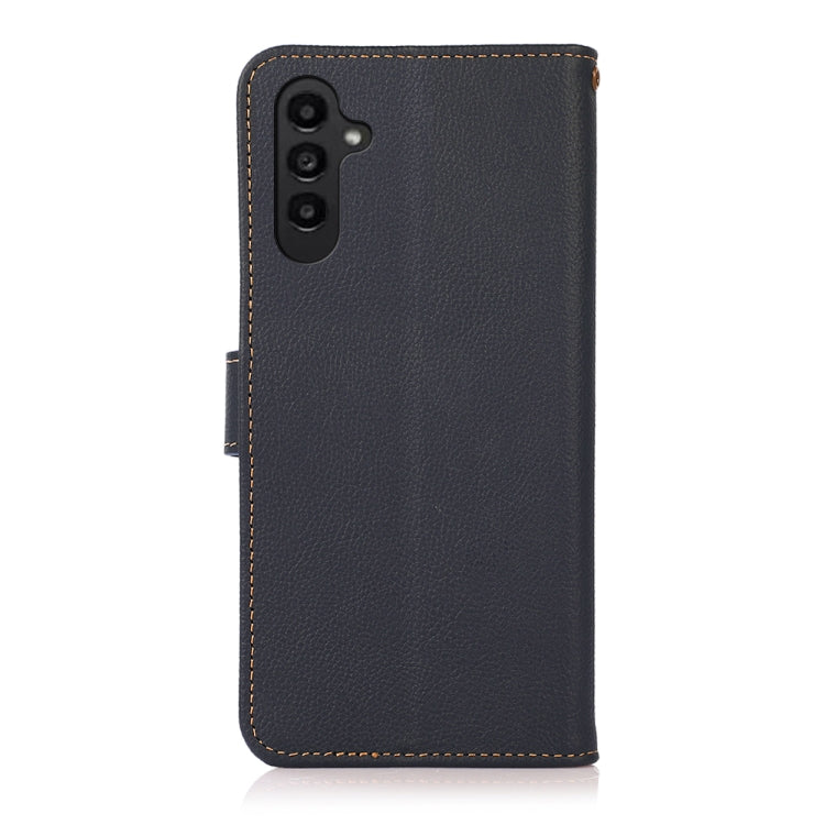 For Samsung Galaxy S24 KHAZNEH Custer Genuine Leather RFID Phone Case(Blue) - Galaxy Phone Cases by PMC Jewellery | Online Shopping South Africa | PMC Jewellery | Buy Now Pay Later Mobicred