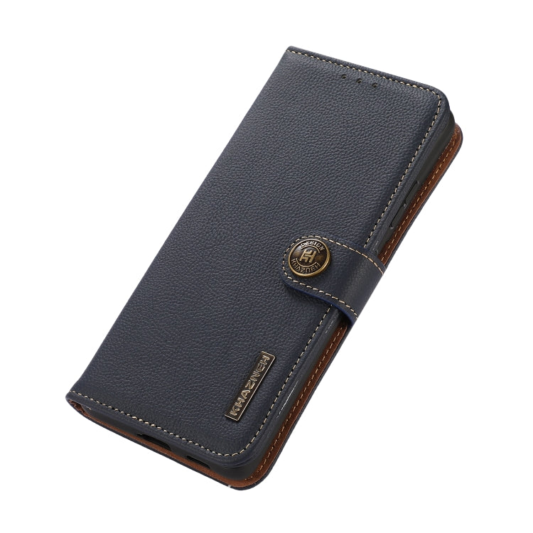 For Samsung Galaxy S24 KHAZNEH Custer Genuine Leather RFID Phone Case(Blue) - Galaxy Phone Cases by PMC Jewellery | Online Shopping South Africa | PMC Jewellery | Buy Now Pay Later Mobicred