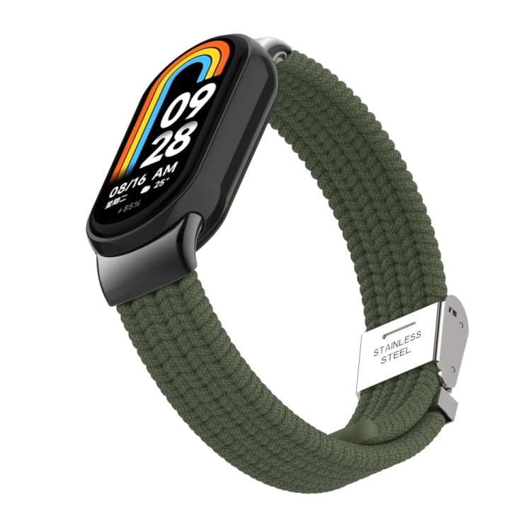 For Xiaomi Mi Band 8 / 8 NFC Metal Head + Nylon Braided Steel Buckle Watch Band(Dark Green) - Watch Bands by PMC Jewellery | Online Shopping South Africa | PMC Jewellery