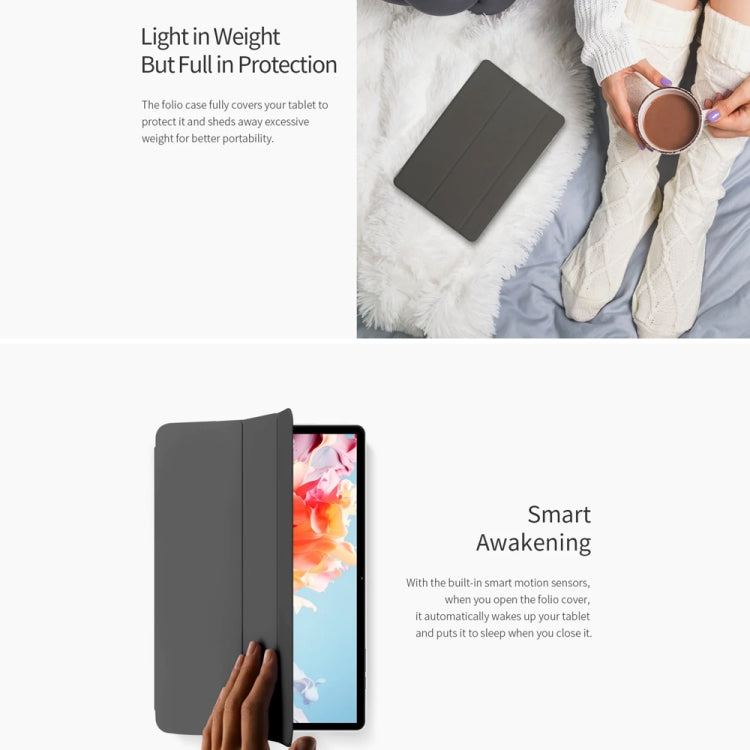 For Teclast P30T 3-Fold Holder Folio Leather Tablet Smart Case(Grey) - Teclast by TECLAST | Online Shopping South Africa | PMC TechLife | Buy Now Pay Later Mobicred