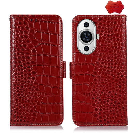 For Huawei Nova 11 Crocodile Top Layer Cowhide Leather Phone Case(Red) - Huawei Cases by PMC Jewellery | Online Shopping South Africa | PMC Jewellery | Buy Now Pay Later Mobicred