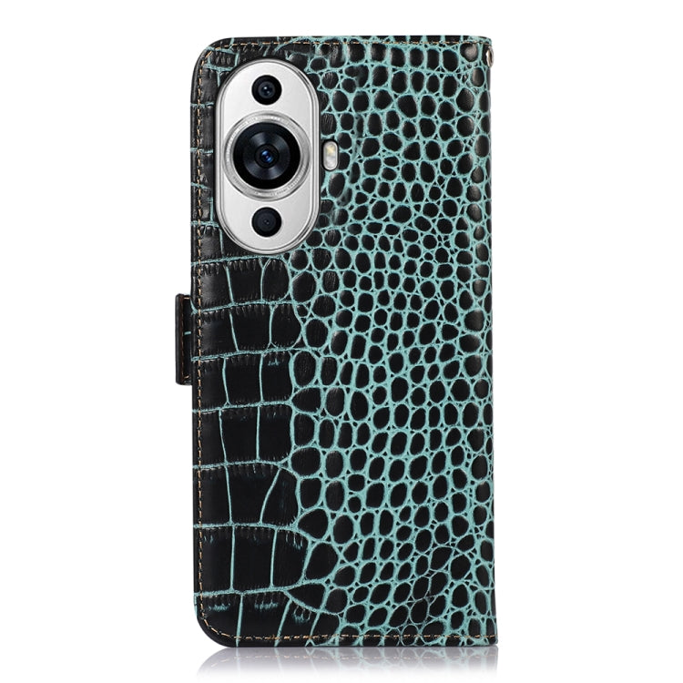 For Huawei Nova 11 Crocodile Top Layer Cowhide Leather Phone Case(Green) - Huawei Cases by PMC TechLife | Online Shopping South Africa | PMC TechLife | Buy Now Pay Later Mobicred