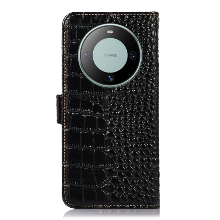 For Huawei Mate 60 Crocodile Top Layer Cowhide Leather Phone Case(Black) - Huawei Cases by PMC TechLife | Online Shopping South Africa | PMC TechLife | Buy Now Pay Later Mobicred
